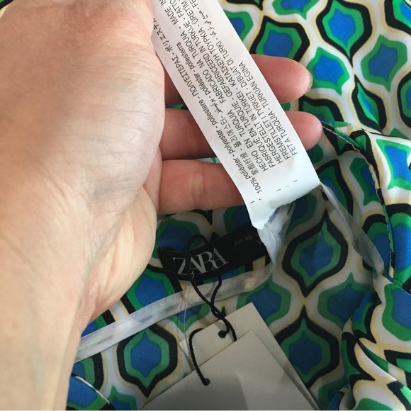 Zara sarong midi skirt geomatric retro green - Picture 9 of 9